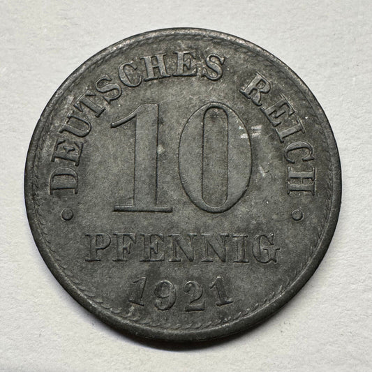 1921 Germany 10 Pfennig - Beautiful Coin - #B-057