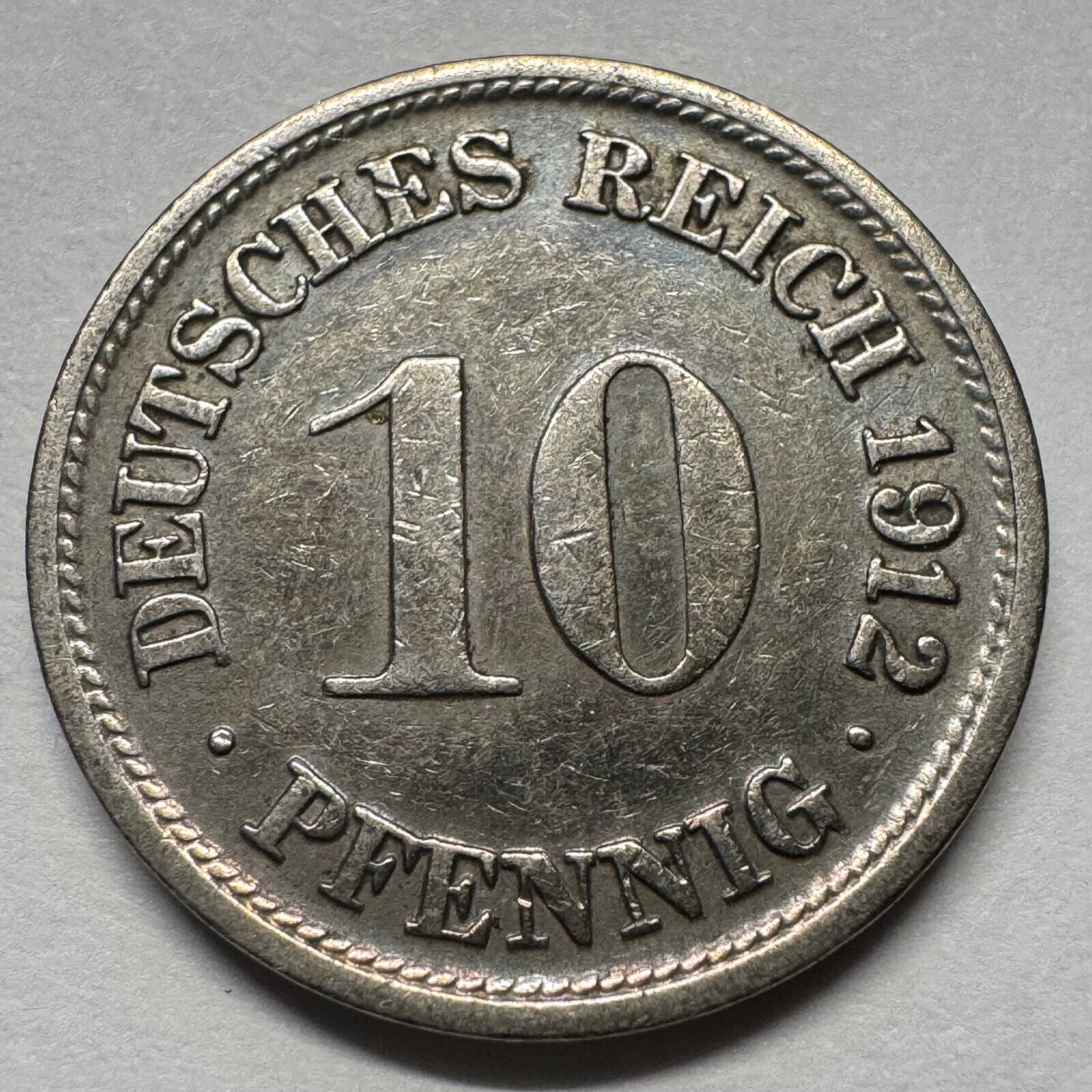 1912 Germany 10 Pfennig - Beautiful Coin - #A-091