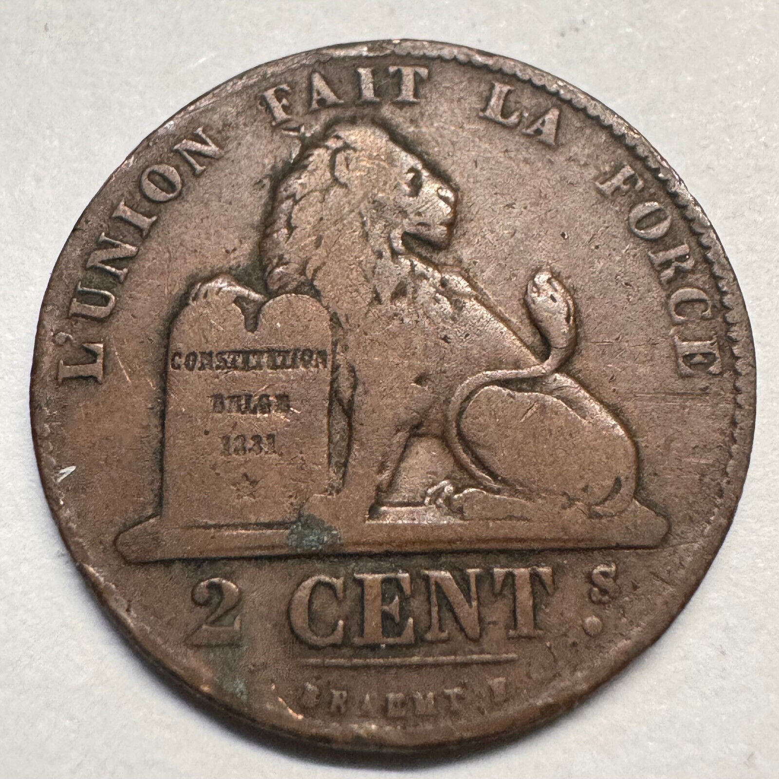 1862 Belgium 2 Cents - Beautiful Coin - #A-059