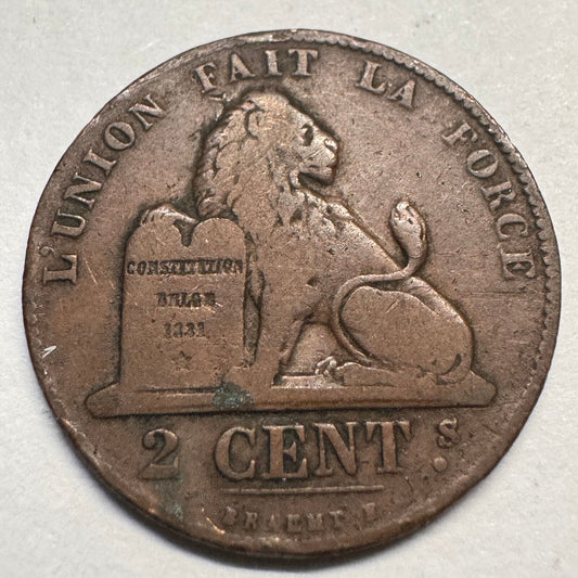 1862 Belgium 2 Cents - Beautiful Coin - #A-059