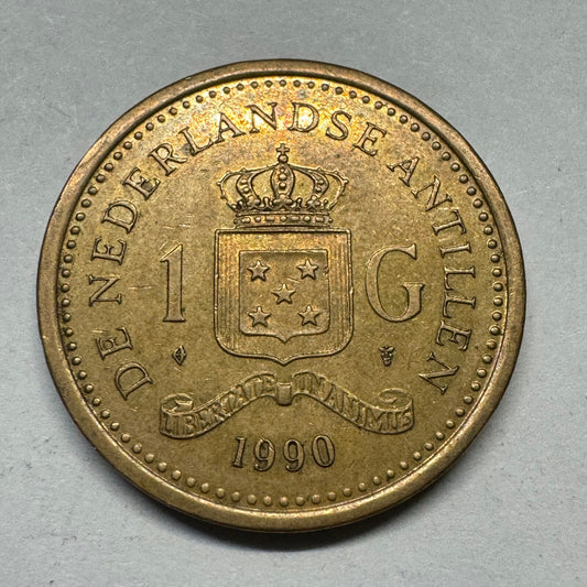 1990 Netherlands Antilles 1 Gulden - Beautiful Coin - #A-010