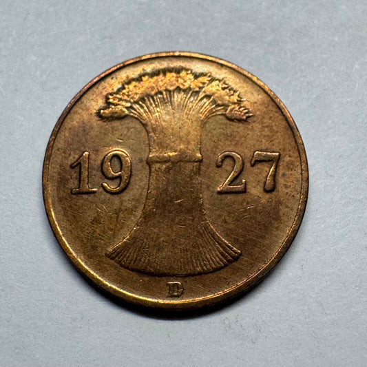 1927 Germany 1 Reichspfennig - Beautiful Coin - #B-021
