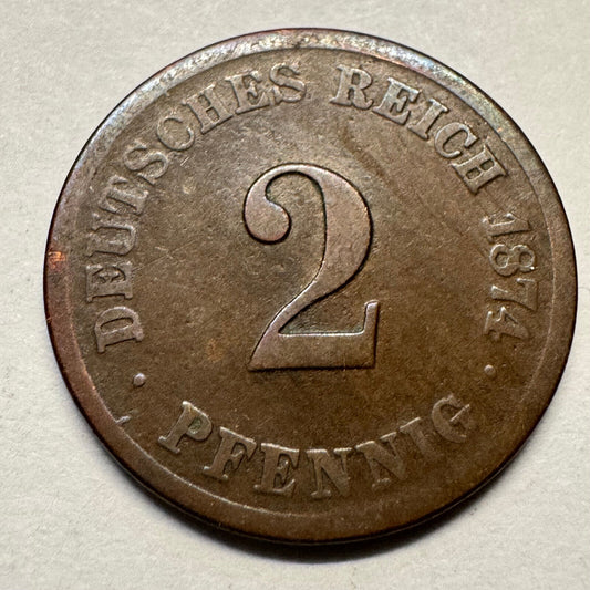 1874 Germany 2 Pfennig - Beautiful Coin - #A-091