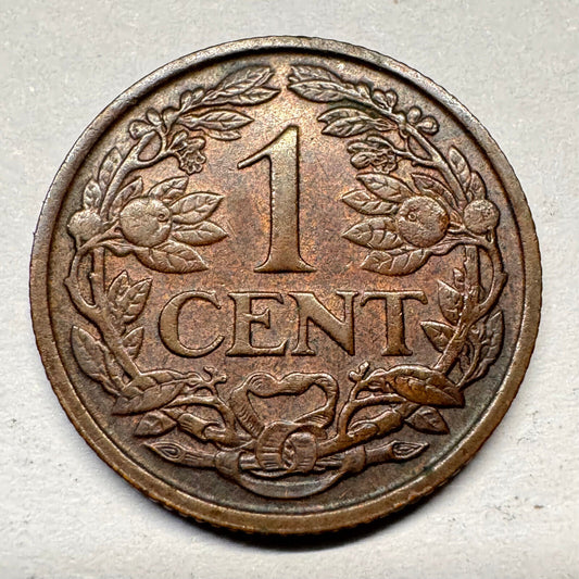 1929 Netherlands 1 Cent - Wilhelmina - Beautiful Coin - #A-020