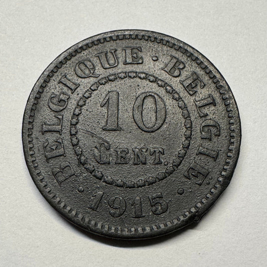 1915 Belgium 10 Cents - Beautiful Coin - #B-055
