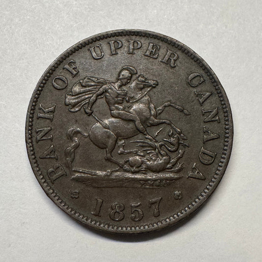1857 Upper Canada 1/2 Penny - Beautiful Coin - #B-031