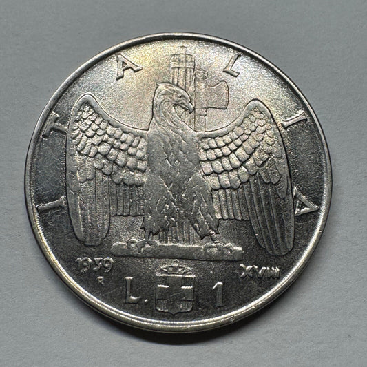1939 Italy 1 Lira - Beautiful Coin - Lot #B-044