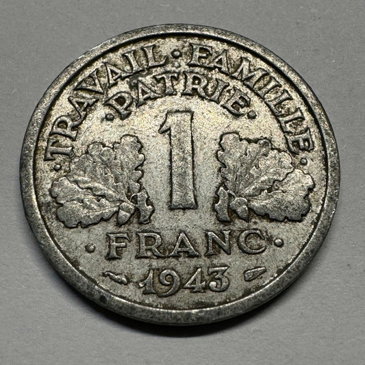 1943 France 1 Franc - Beautiful Coin - #A-007