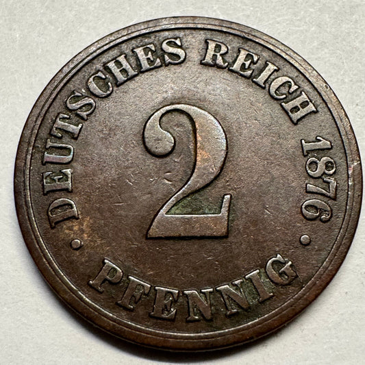 1876 Germany 2 Pfennig - Beautiful Coin - #A-085