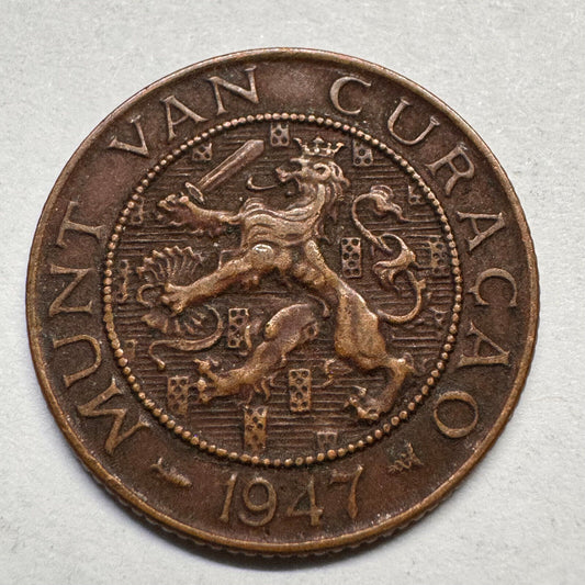 1947 Curacao 2 1/2 Cents - Beautiful Coin - #A-040