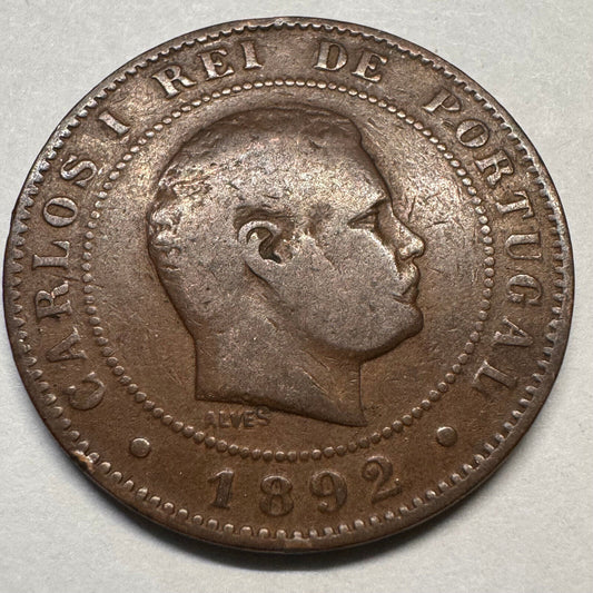 1892 Portugal 10 Reis - Beautiful Coin - #A-060