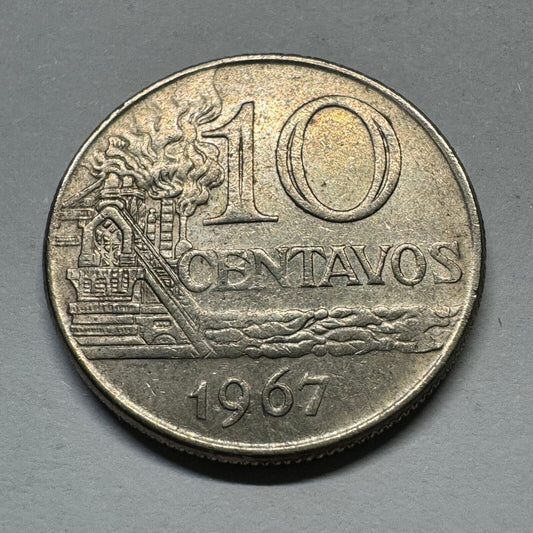 1967 Brazil 10 Centavos - Beautiful Coin - #A-008