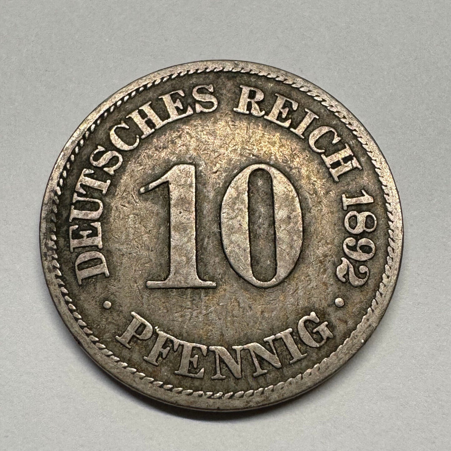 1892 Germany 10 Pfennig - Beautiful Coin - #B-055