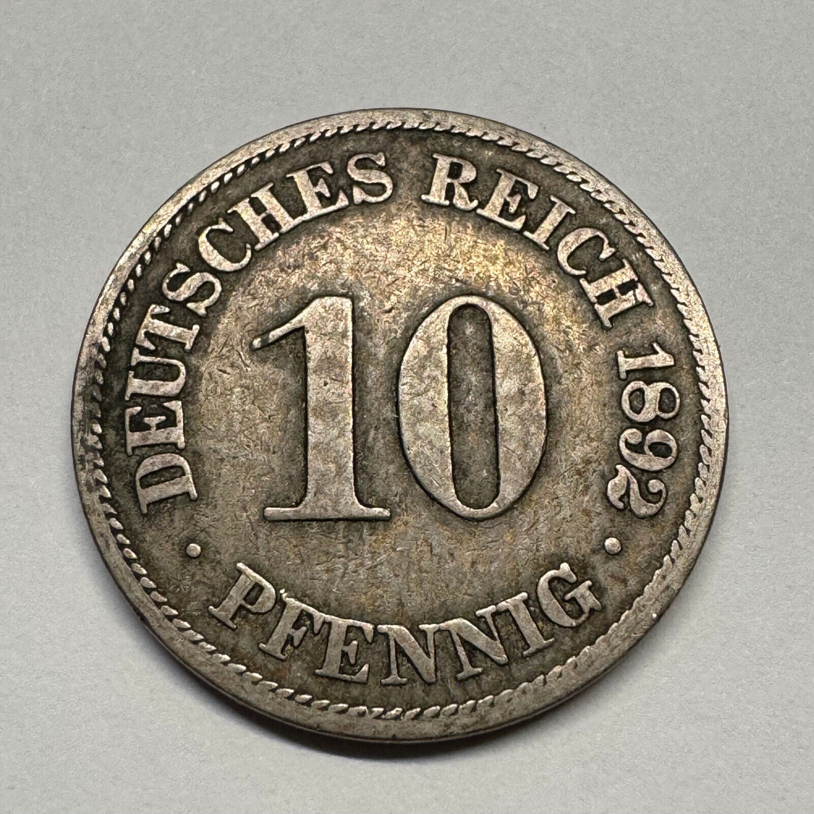1892 Germany 10 Pfennig - Beautiful Coin - #B-055