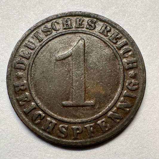 1925 Germany 1 Reichspfennig - Beautiful Coin - #A-084