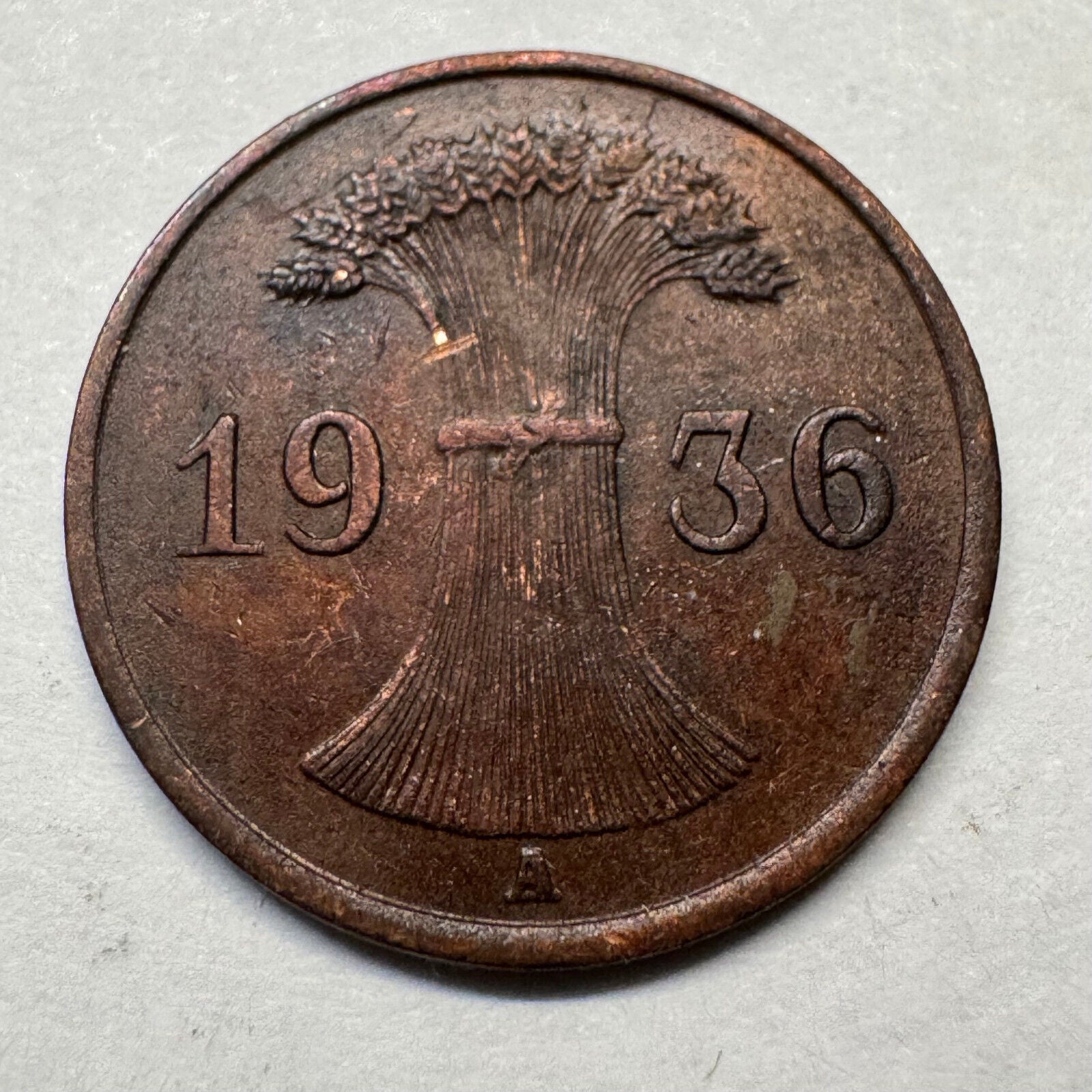 1936 Germany 1 Reichspfennig - Beautiful Coin - #A-093