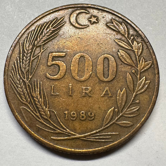 1989 Turkey 500 Lira - Beautiful Coin - #A-058