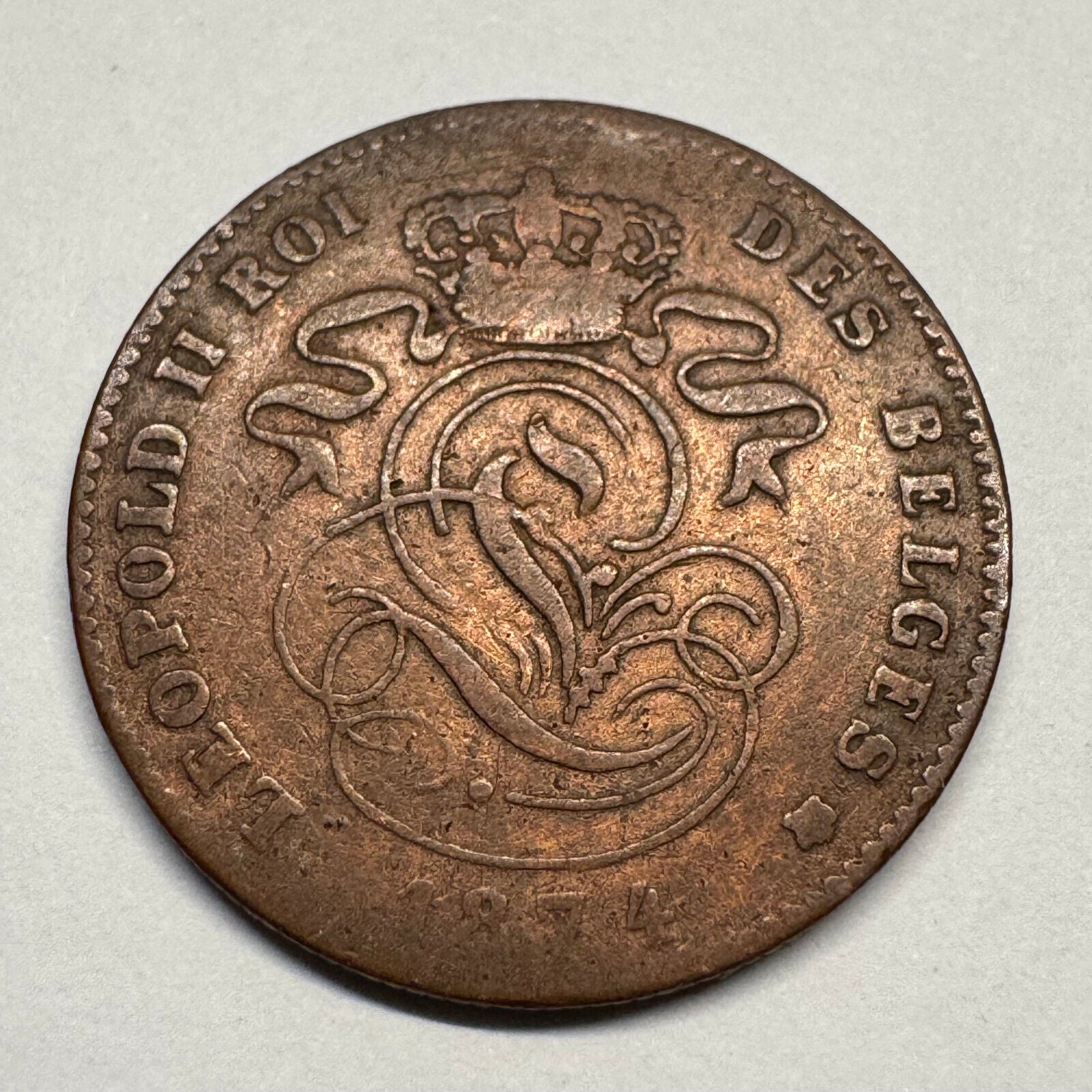 1874 Belgium 2 Centimes - Beautiful Coin - #B-055