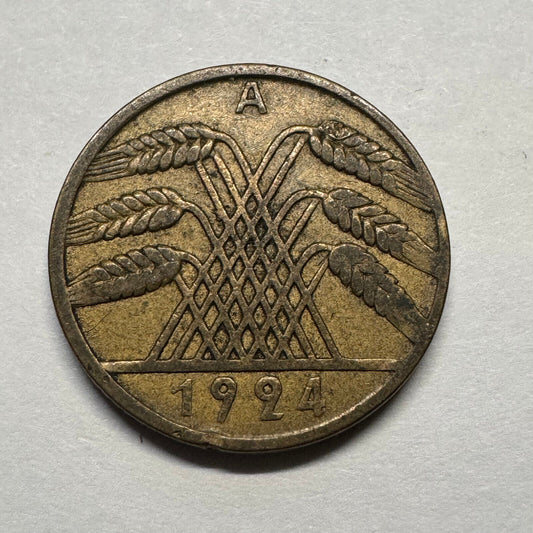 1924 Germany 10 Pfennig - Beautiful Coin - #A-091