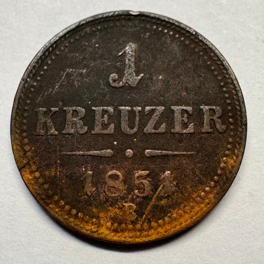 1851 Austria 1 Kreuzer - Beautiful Coin - #A-095