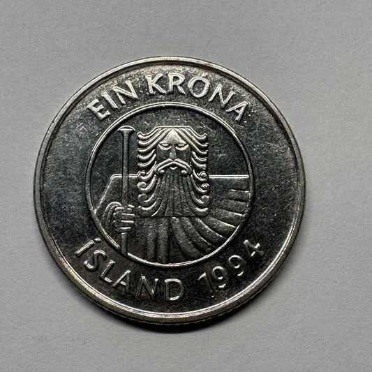 1994 Iceland 1 Krona - Beautiful Coin - #B-039