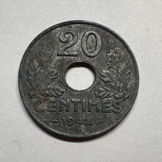 1942 France 20 Centimes - Beautiful Coin - #B-003