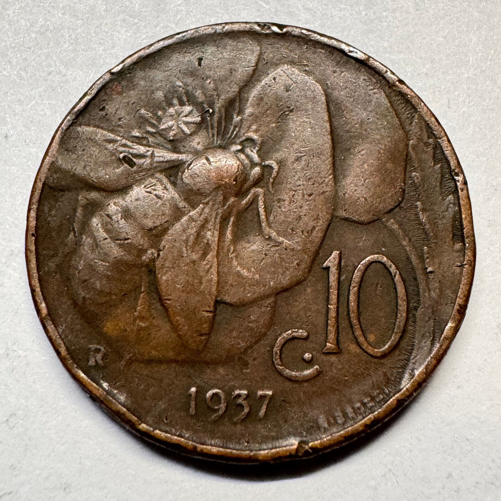 1937 Italy 10 Centesimi - Beautiful Coin - #A-044