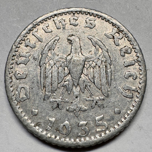 1935 Germany 50 Reichspfennig - D - Beautiful Coin - #A-043