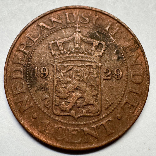 1929 Netherlands East Indies Indonesia 1 Cent - Beautiful Coin - #A-089