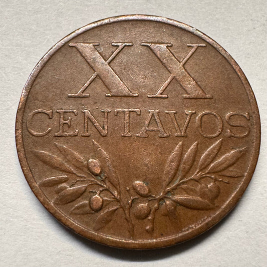 1956 Portugal 20 Centavos - Beautiful Coin - #A-055