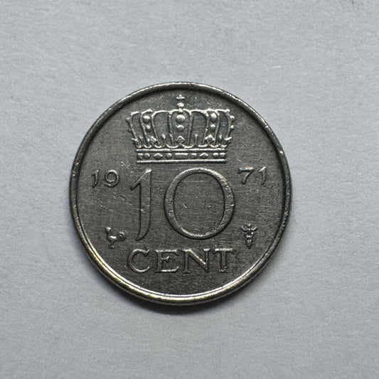 1971 Netherlands 10 Cents - Beautiful Coin - #B-012