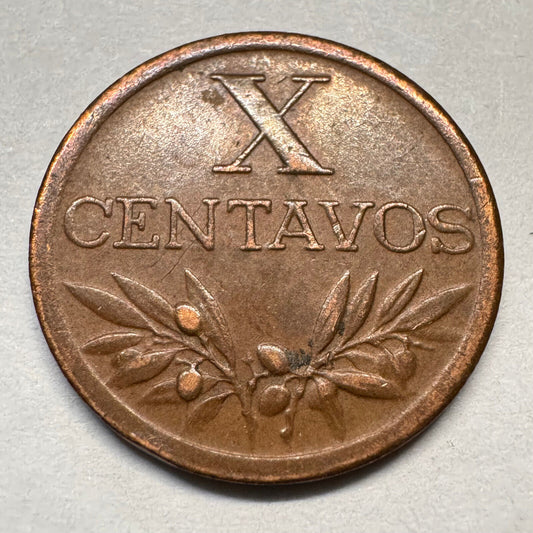 1955 Portugal 10 Centavos - Beautiful Coin - #A-056