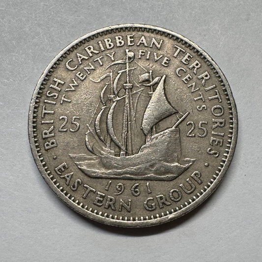 1961 Eastern Caribbean States 25 Cents - Beautiful Coin - #B-005