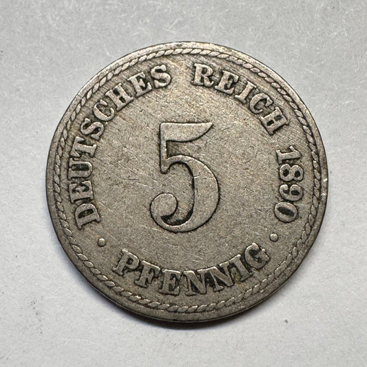 1890 Germany 5 Pfennig - Beautiful Coin - #A-098
