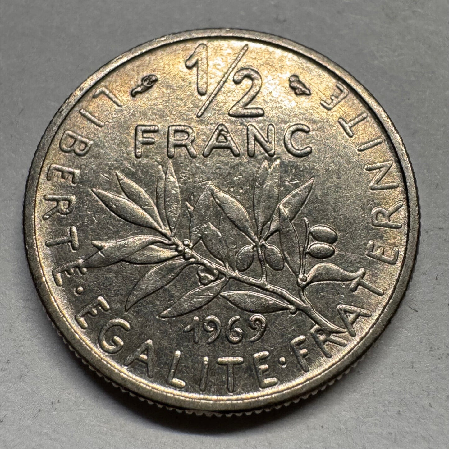 1969 France 1/2 Franc - Beautiful Coin - #A-076