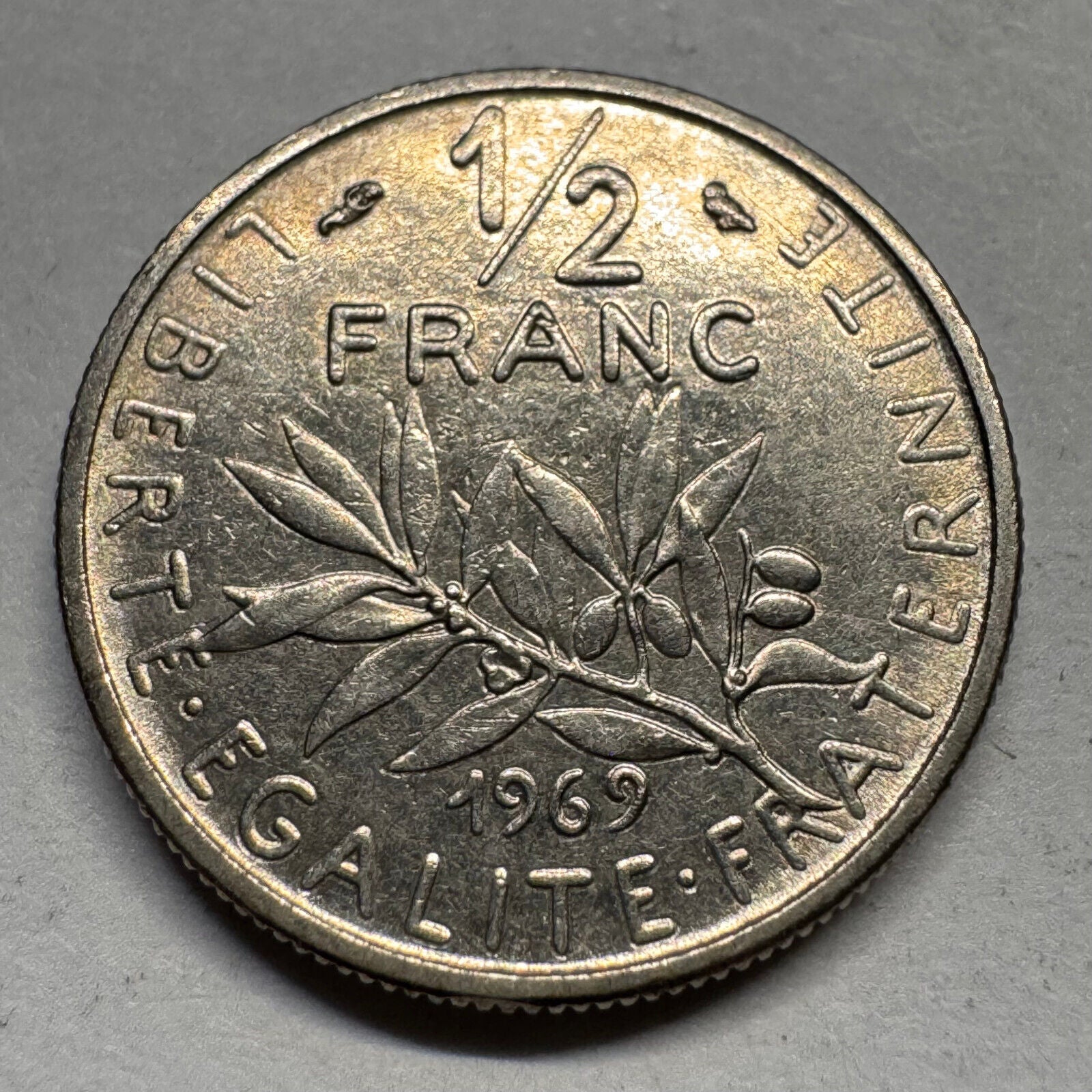 1969 France 1/2 Franc - Beautiful Coin - #A-076
