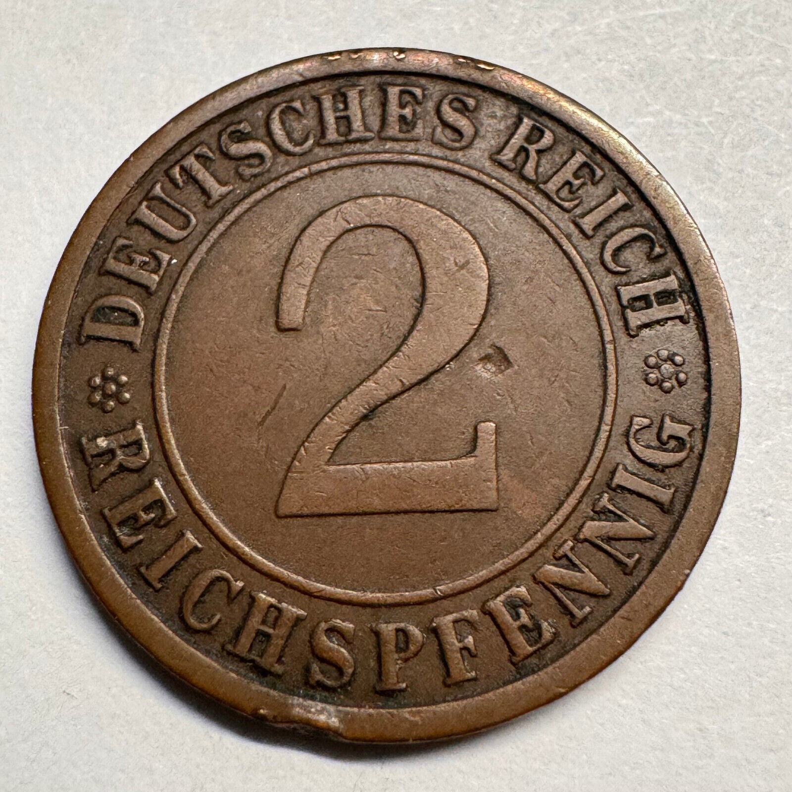 1924 Germany 2 Reichspfennig - Beautiful Coin - #A-039