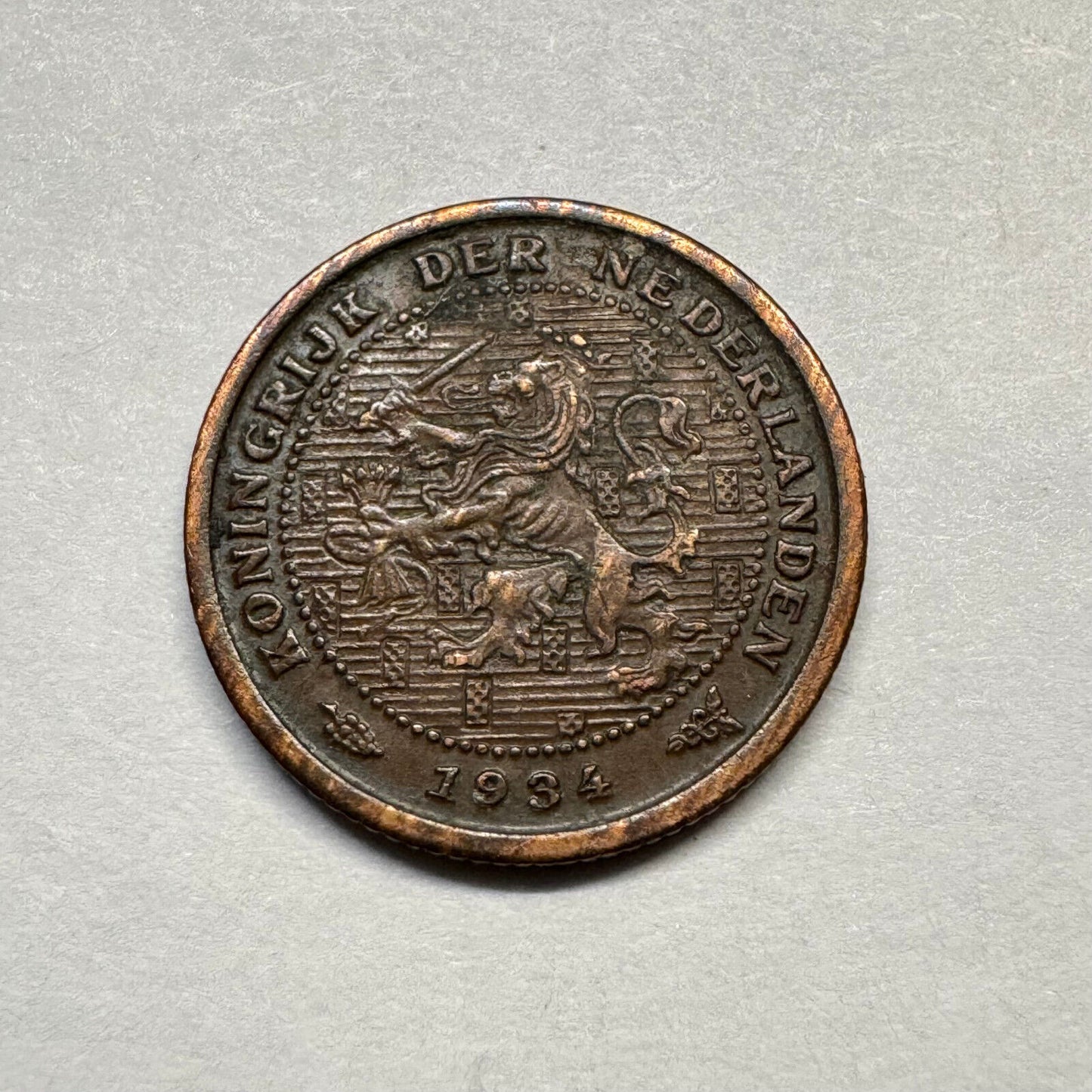 1934 Netherlands 1/2 Cent - Beautiful Coin - #B-013