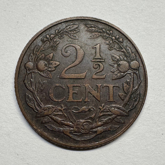 1929 Netherlands 2 1/2 Cents - Beautiful Coin - #B-059