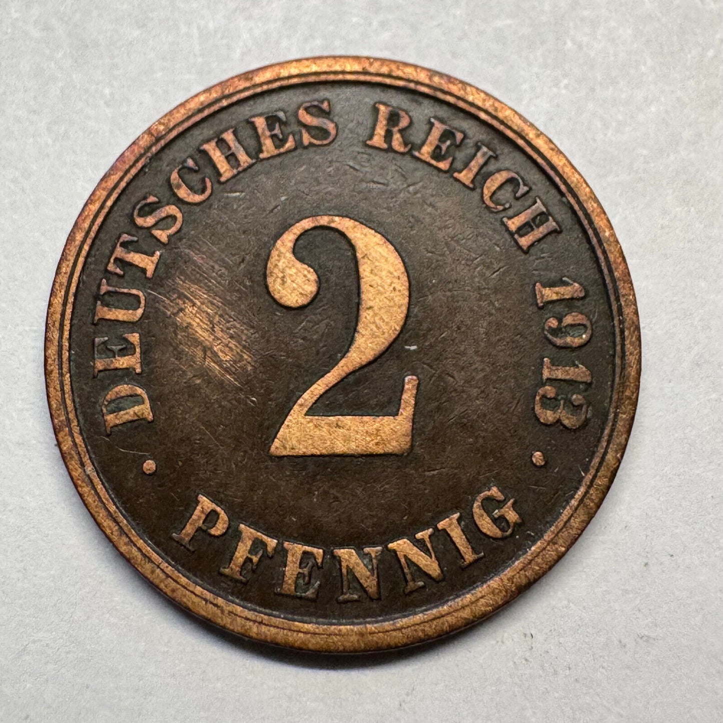 1913 Germany 2 Pfennig - Beautiful Coin - #A-097