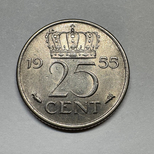 1955 Netherlands 25 Cents - Beautiful Coin - #A-100