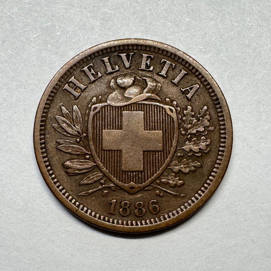 1886 Switzerland 2 Rappen - Beautiful Coin - #B-010