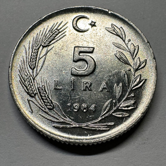 1984 Turkey 5 Lira - Beautiful Coin - #A-008