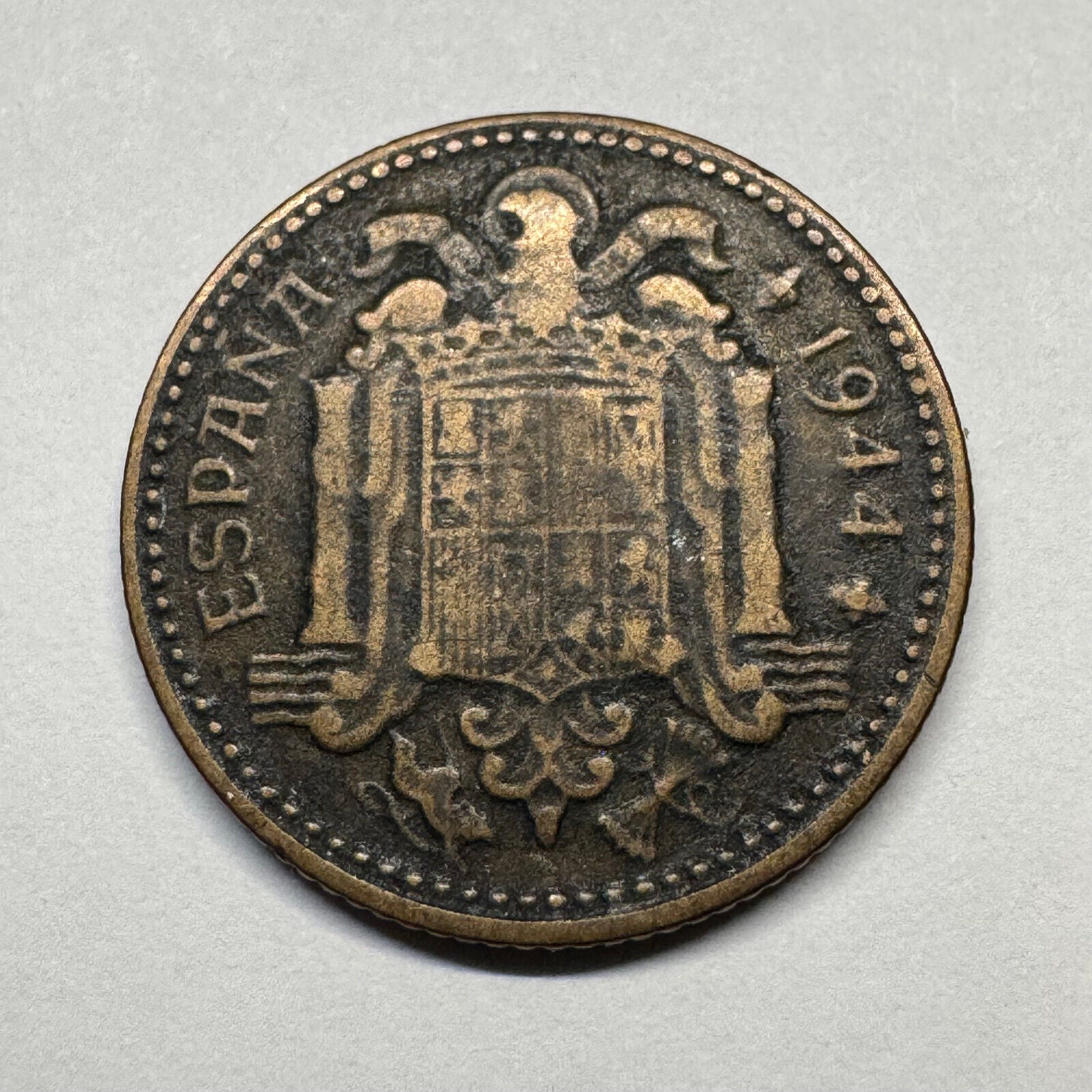 1944 Spain 1 Peseta - Beautiful Coin - #B-060