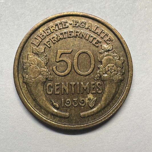1939 France 50 Centimes - Beautiful Coin - #A-099