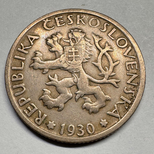 1930 Czechoslovakia 1 Koruna - Beautiful Coin - #A-057
