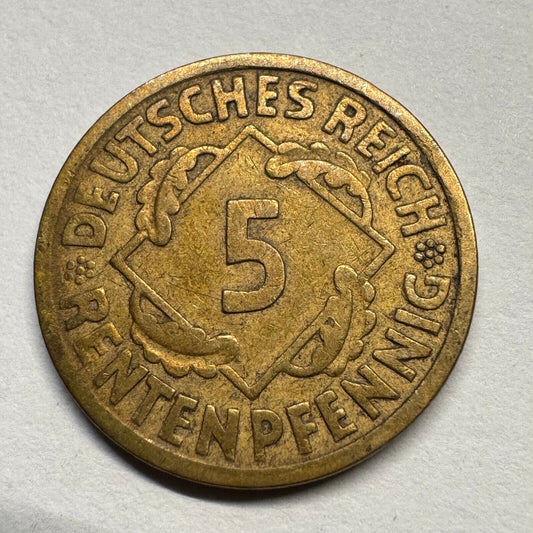 1924 Germany 5 Rentenpfennig - Beautiful Coin - #B-057