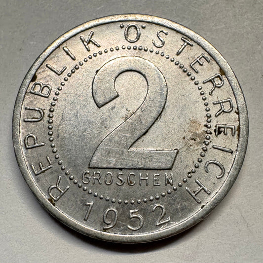1952 Austria 2 Groschen - Beautiful Coin - #A-054