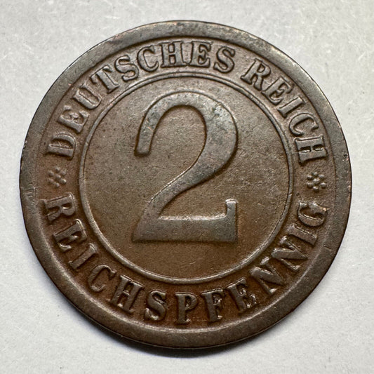 1925 Germany 2 Reichspfennig - Beautiful Coin - #A-096