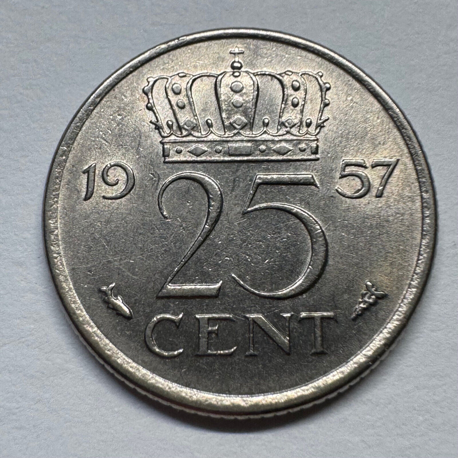 1957 Netherlands 25 Cents  - Beautiful Coin - #B-049